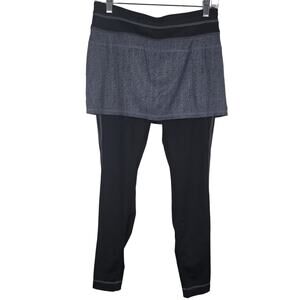 Athleta Women's Black Gray Striped Skirted Athletic Leggings Size S